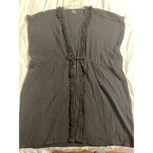 Echo Womens Black Swim Cover Up One Size Lightweight Vacation Pool Beach